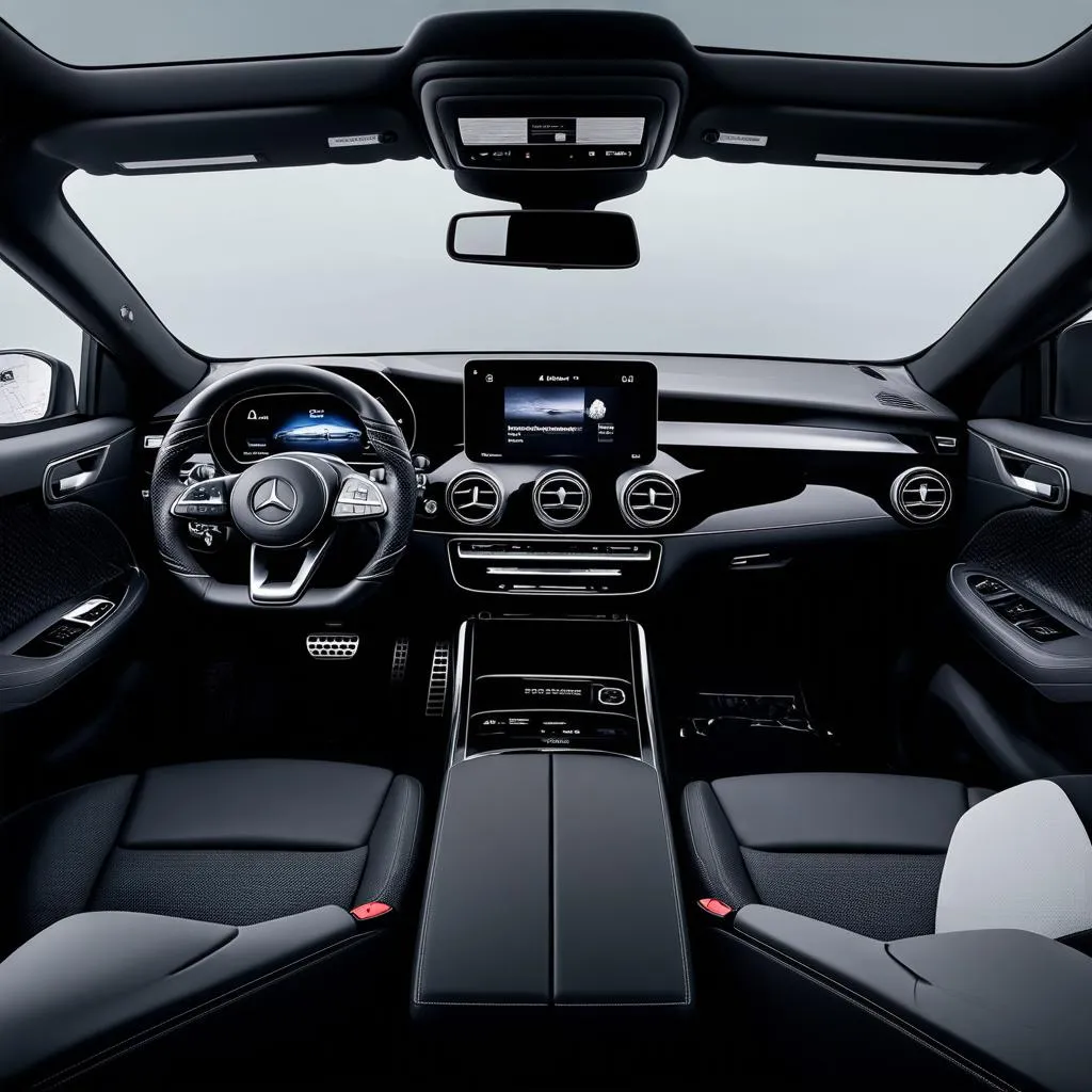 Mercedes EQB interior, highlighting the modern dashboard and spacious cabin.