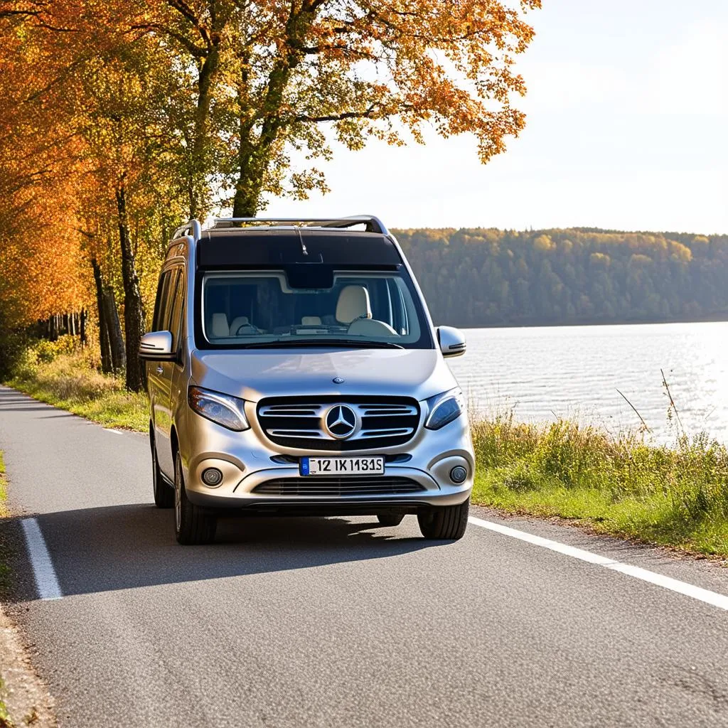 Mercedes in schwedischer Landschaft