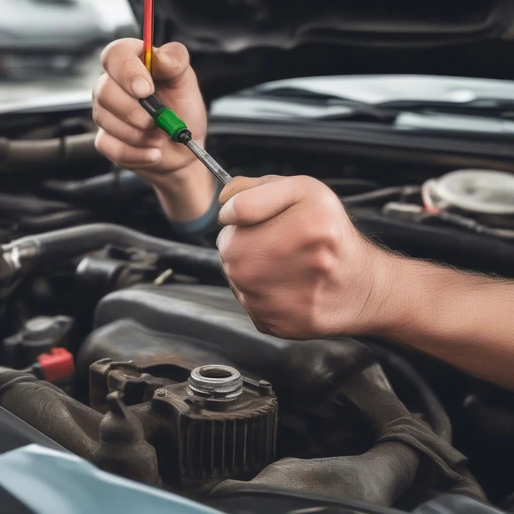 Checking motor oil at an ATU workshop