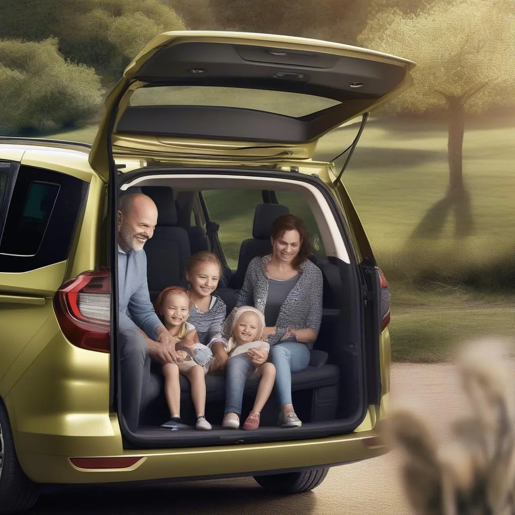 Glückliche Familie genießt eine Fahrt im Opel Zafira Life 2024