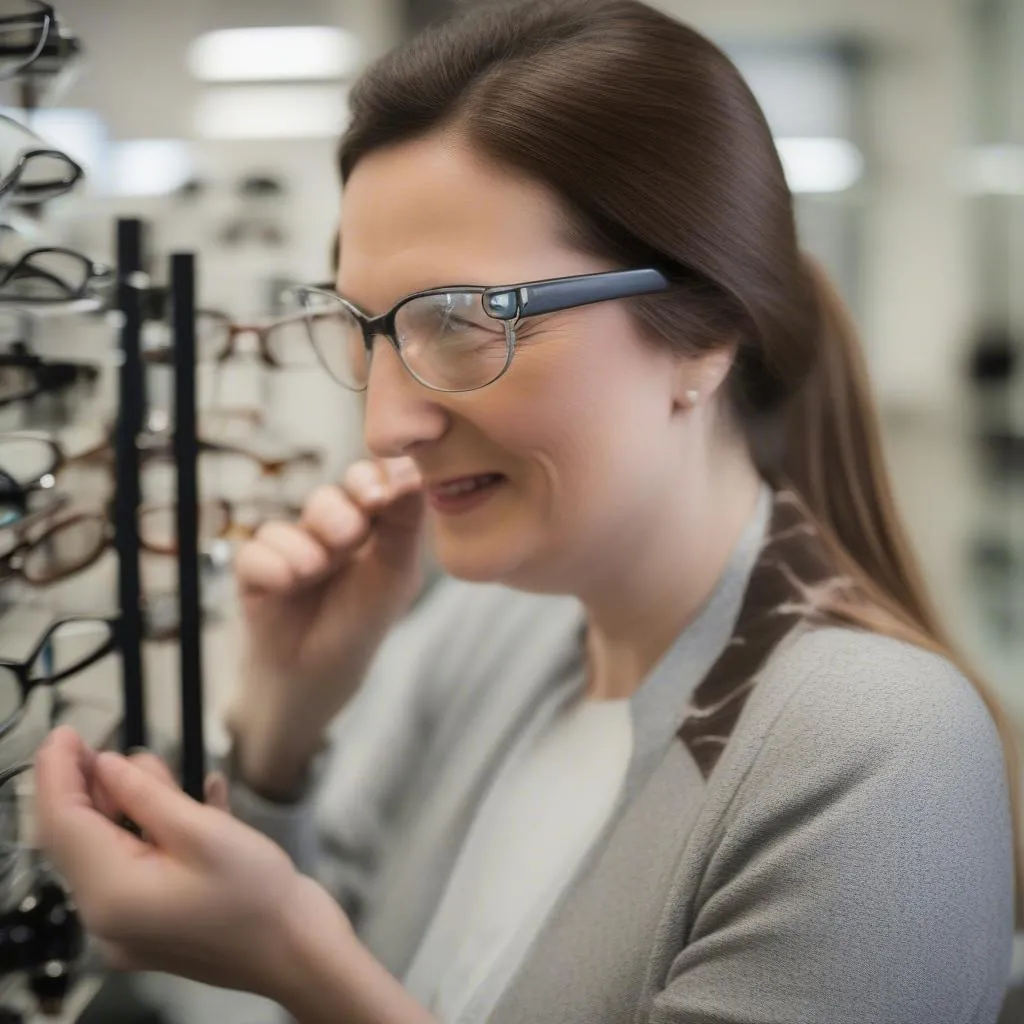 Optiker stellt Gleitsichtbrille ein