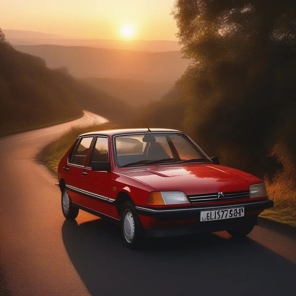 Peugeot 309 im Sonnenuntergang