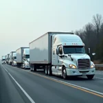 Platooning LKW auf der Autobahn