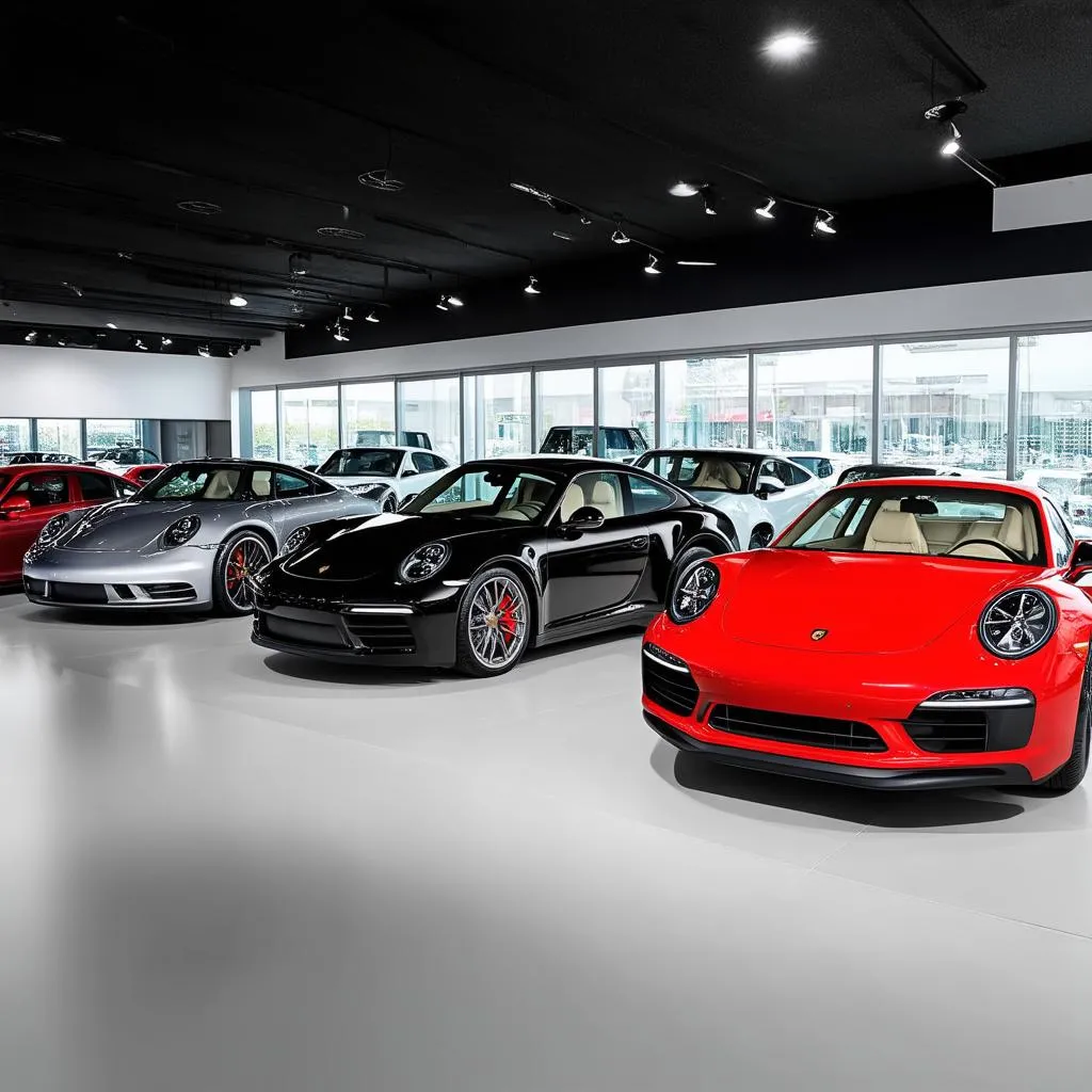 Porsche in showroom