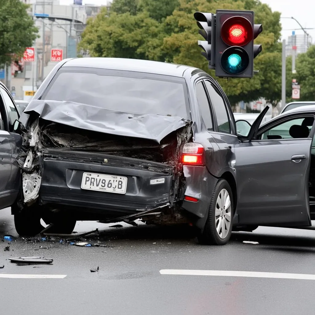 Unfall an einer roten Ampel