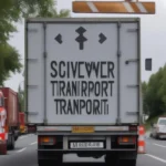 Schwertransport Schild an einem Lastwagen