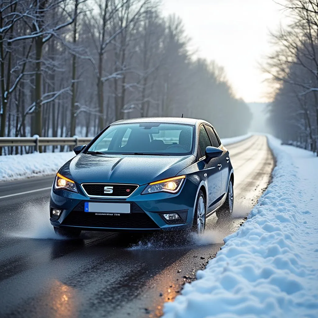 Seat Ibiza mit Allwetterreifen auf verschiedenen Strassen