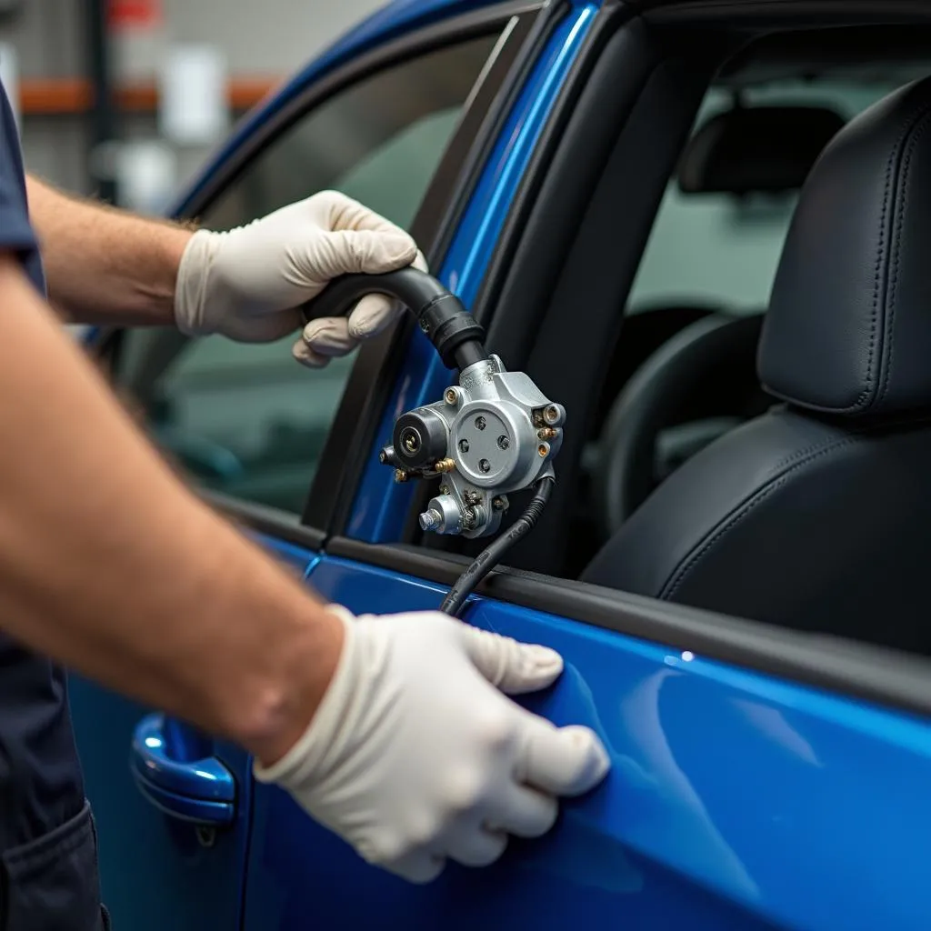 Installation du moteur de lève-vitre d'une Skoda Fabia