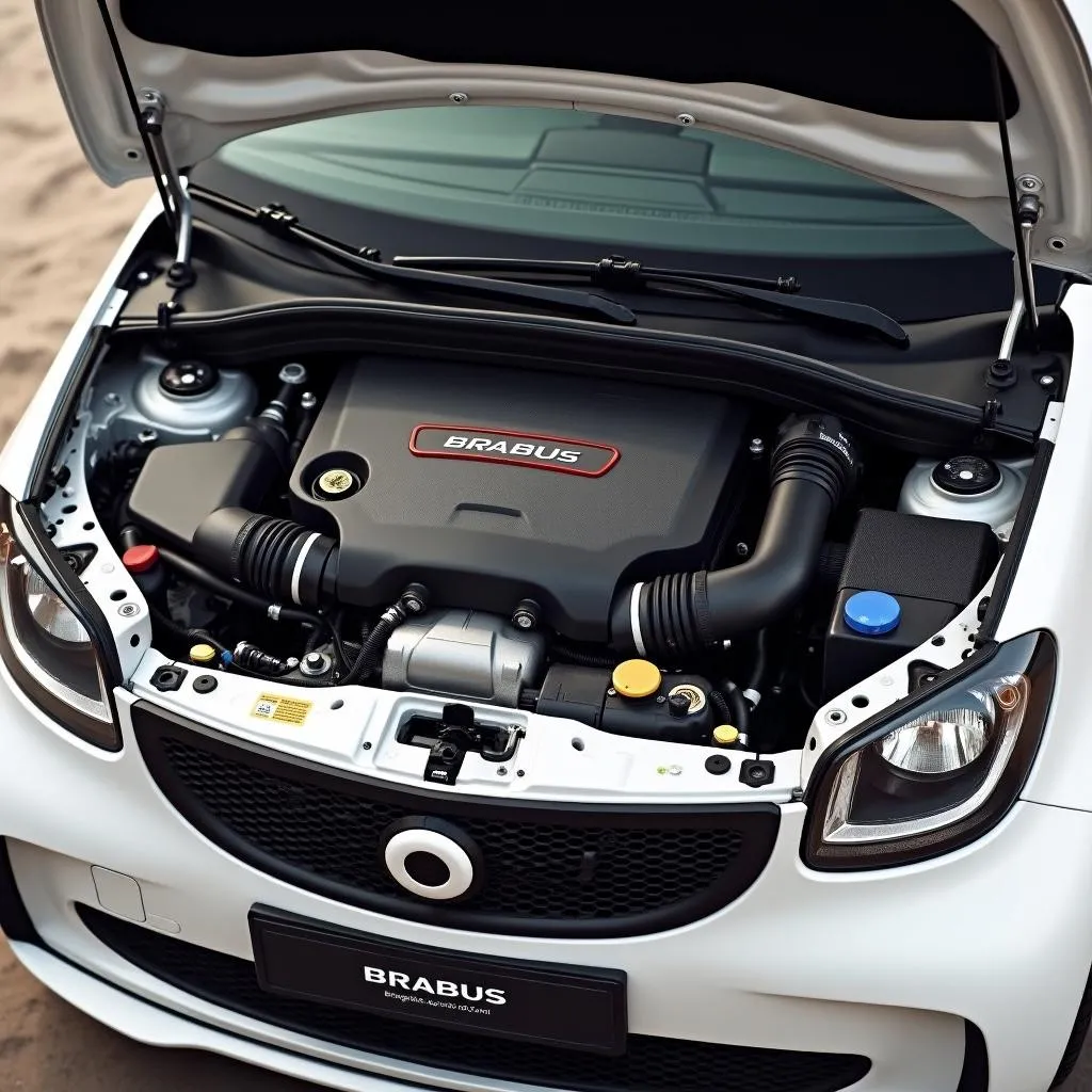 Engine bay of a Smart Brabus