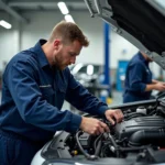 Subaru Mechaniker in der Werkstatt