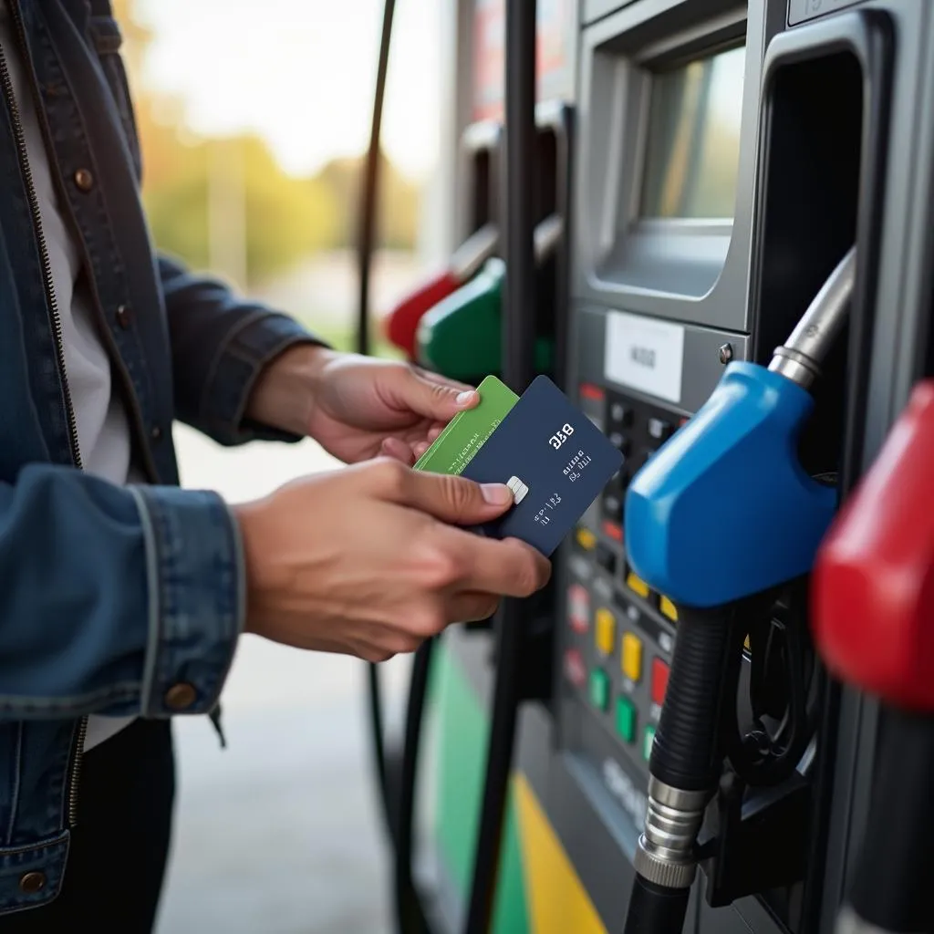 Zahlung mit Karte an der Tankstelle