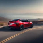 Tesla Model Y mit Dachbox auf der Autobahn