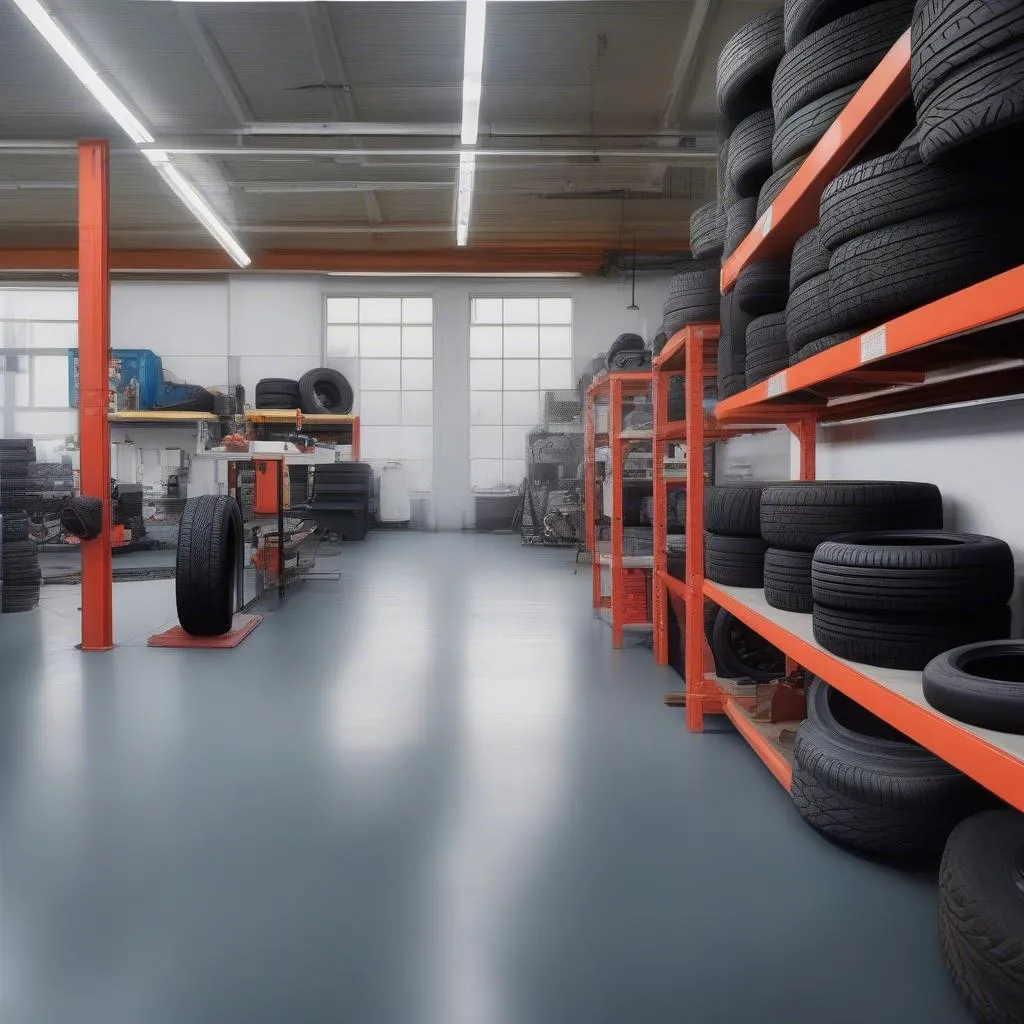 Modern tire shop interior