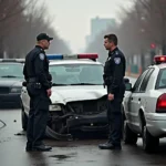 Unfall ohne Führerschein: Polizei am Unfallort