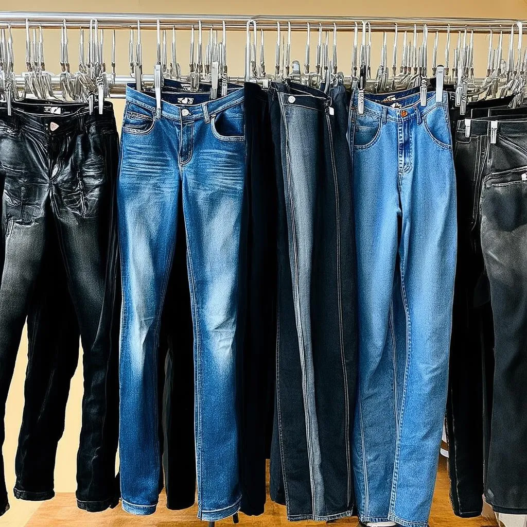 Verschiedene Modelle Motorrad Jeans Hosen