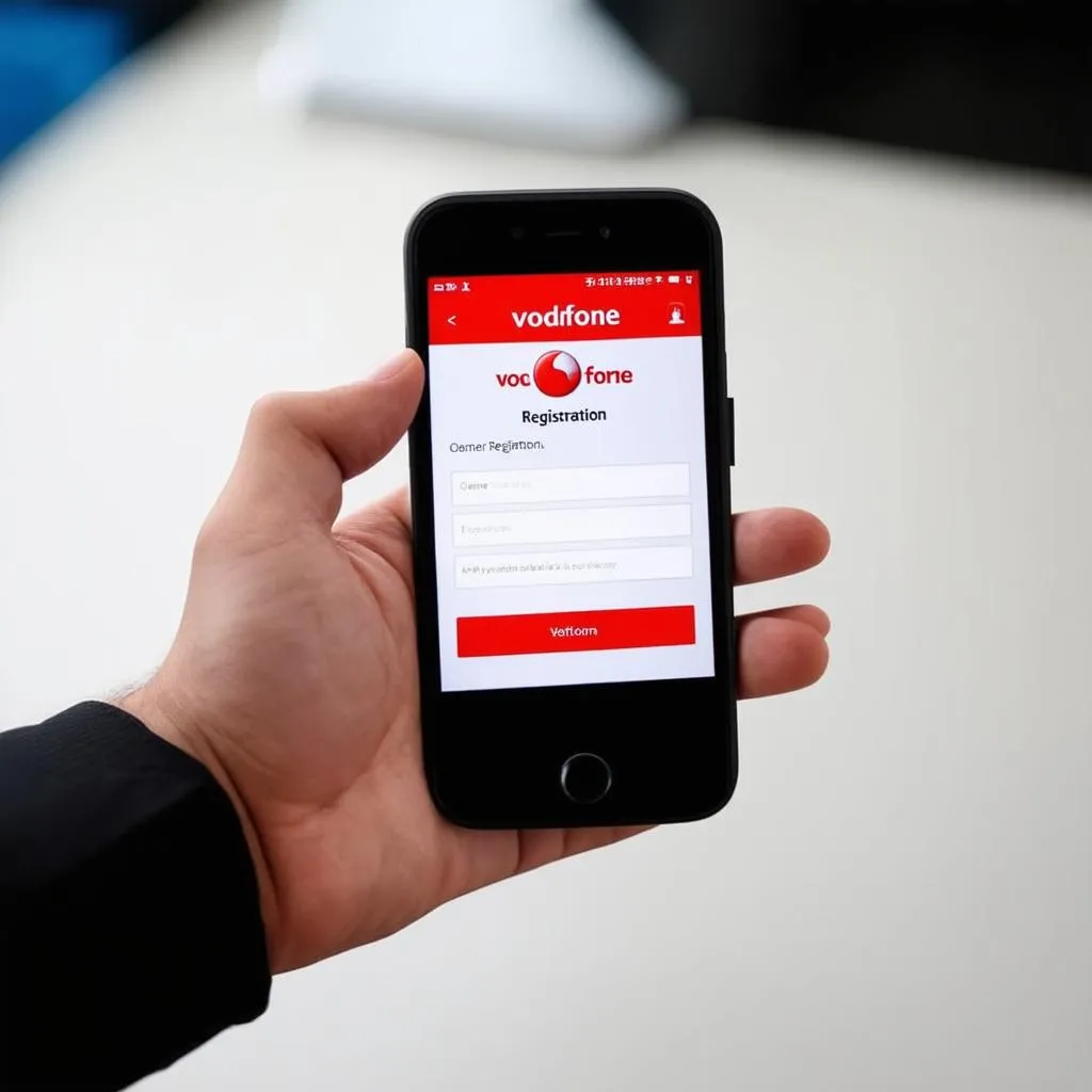 Smartphone mit Vodafone Registrierungsformular