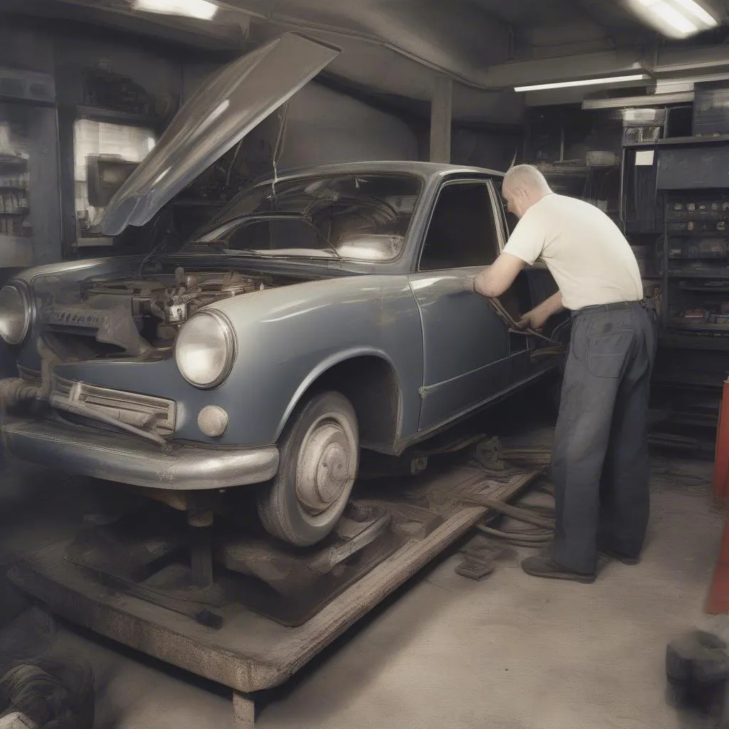 Automechaniker arbeitet in einer Werkstatt