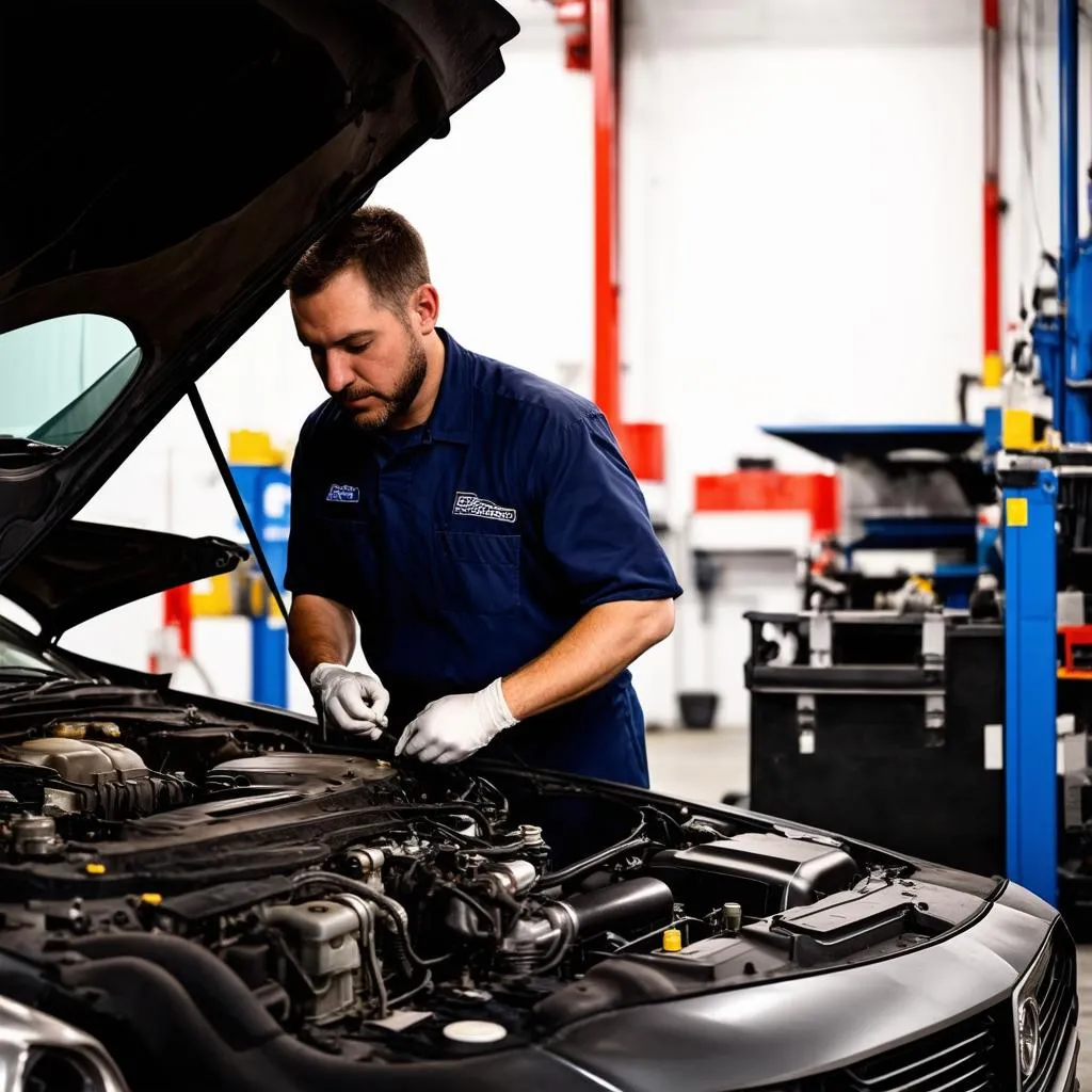 Automechaniker bei der Reparatur