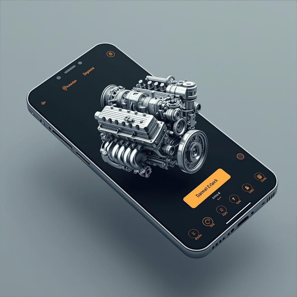 Ansicht eines Motors in einer 3D-App