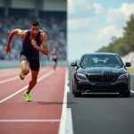 400-Meter-Sprint im Vergleich mit Auto