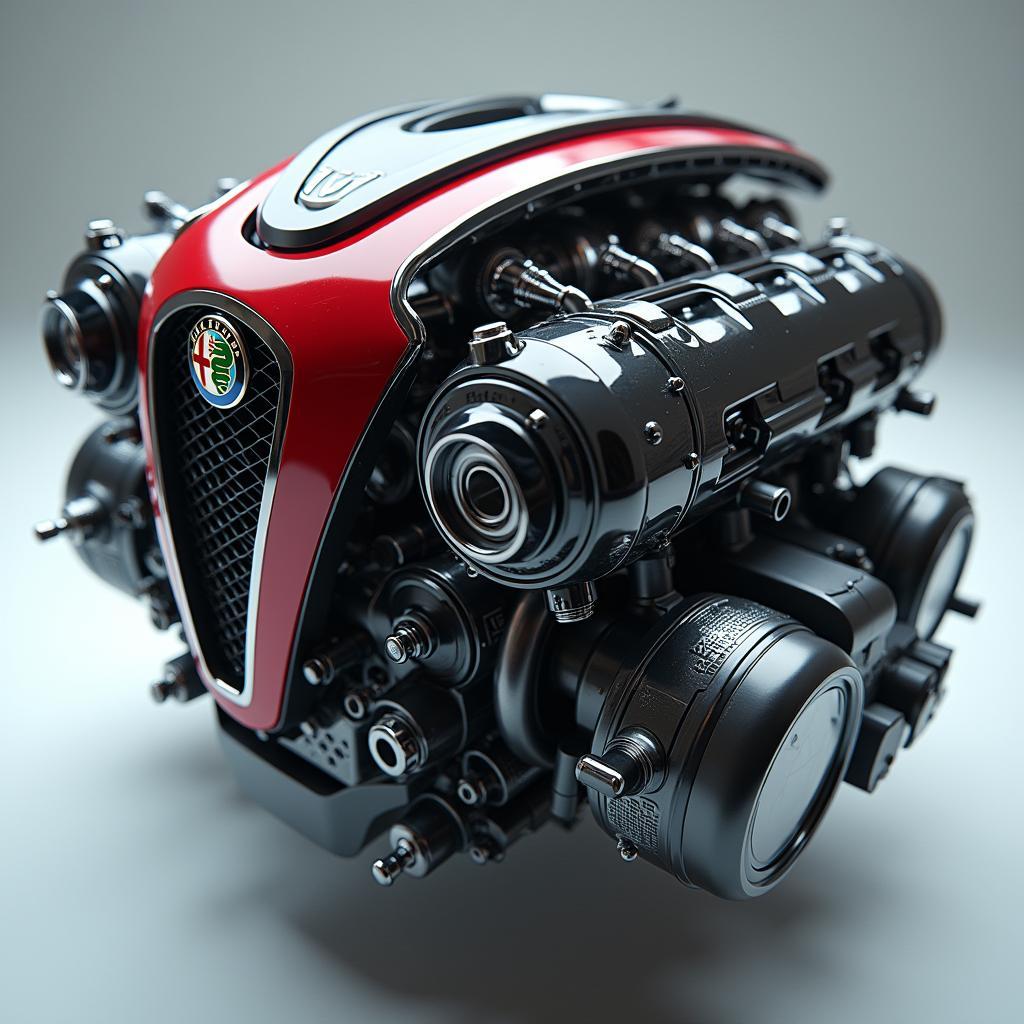 Moteur Alfa Romeo futuriste avec technologie hybride