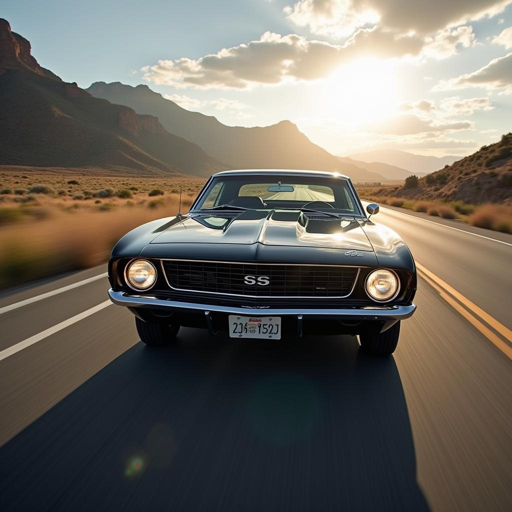 Amerikanischer Muscle Car auf der Straße