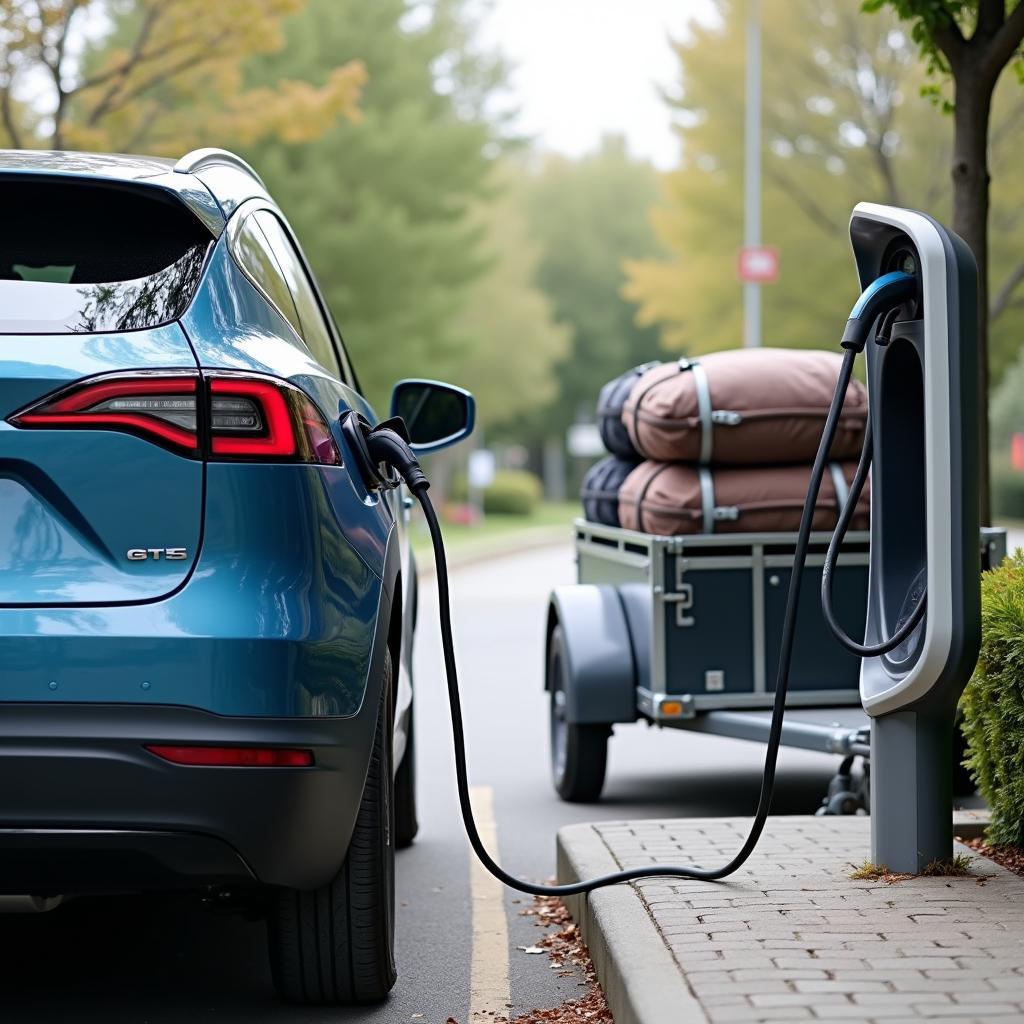 Anhänger für Elektroauto am Ladepark