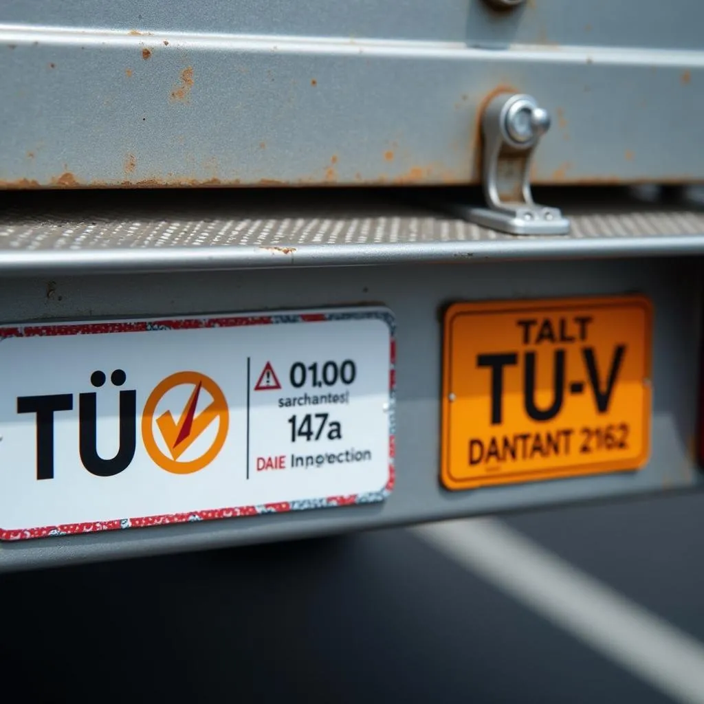 TÜV-Plakette am Anhänger