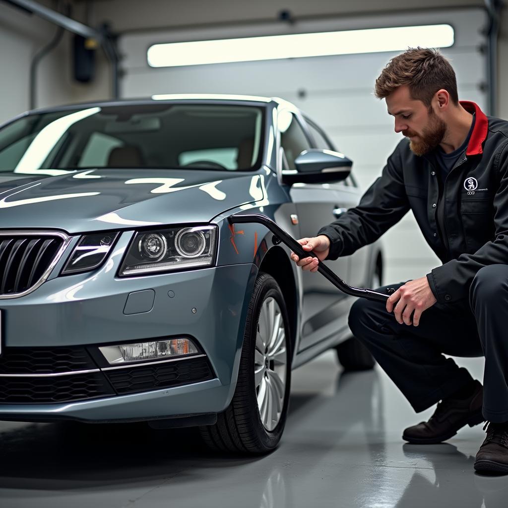 Montage einer Anhängerkupplung an einem Skoda Octavia