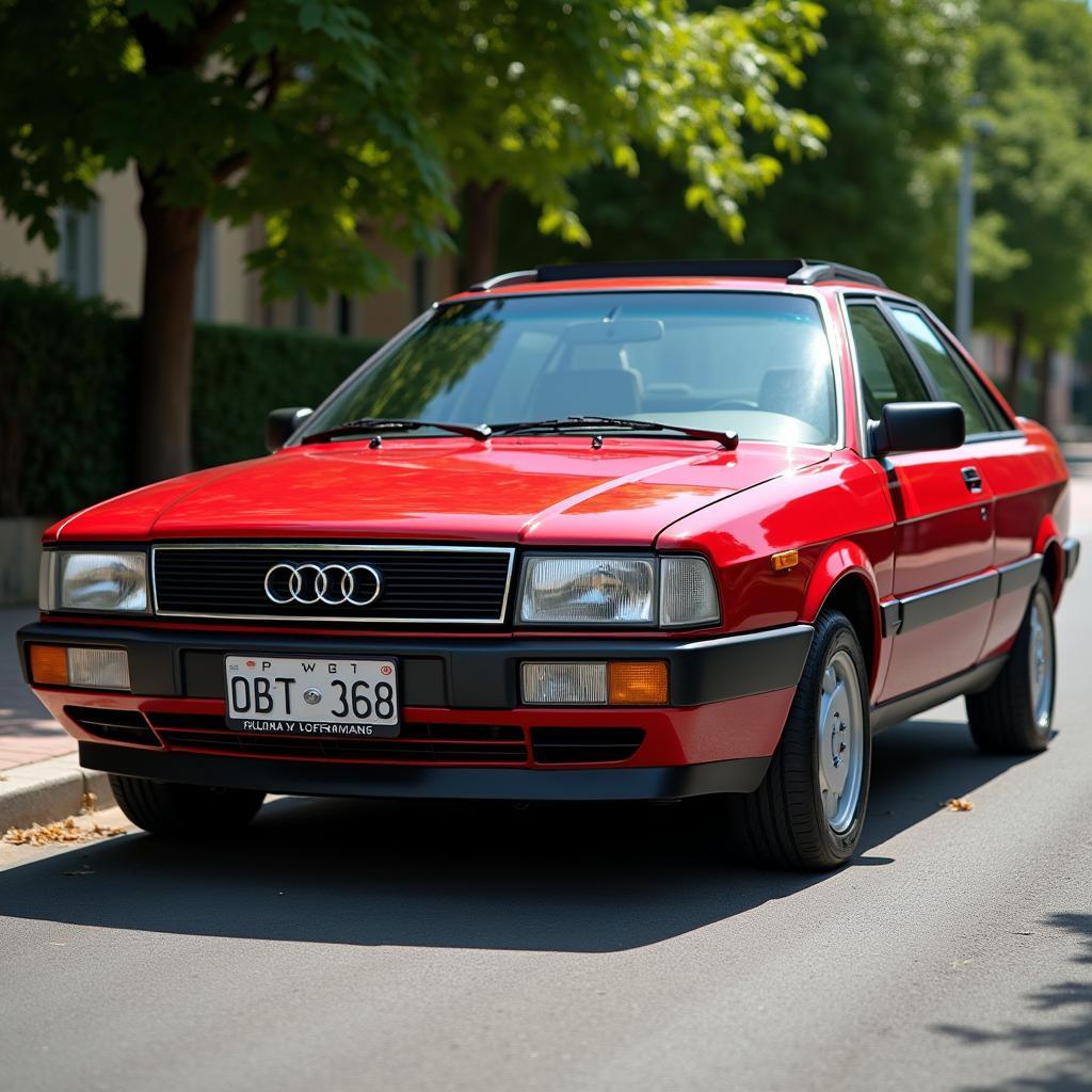 Audi 80 in Weinrot: Seitenansicht