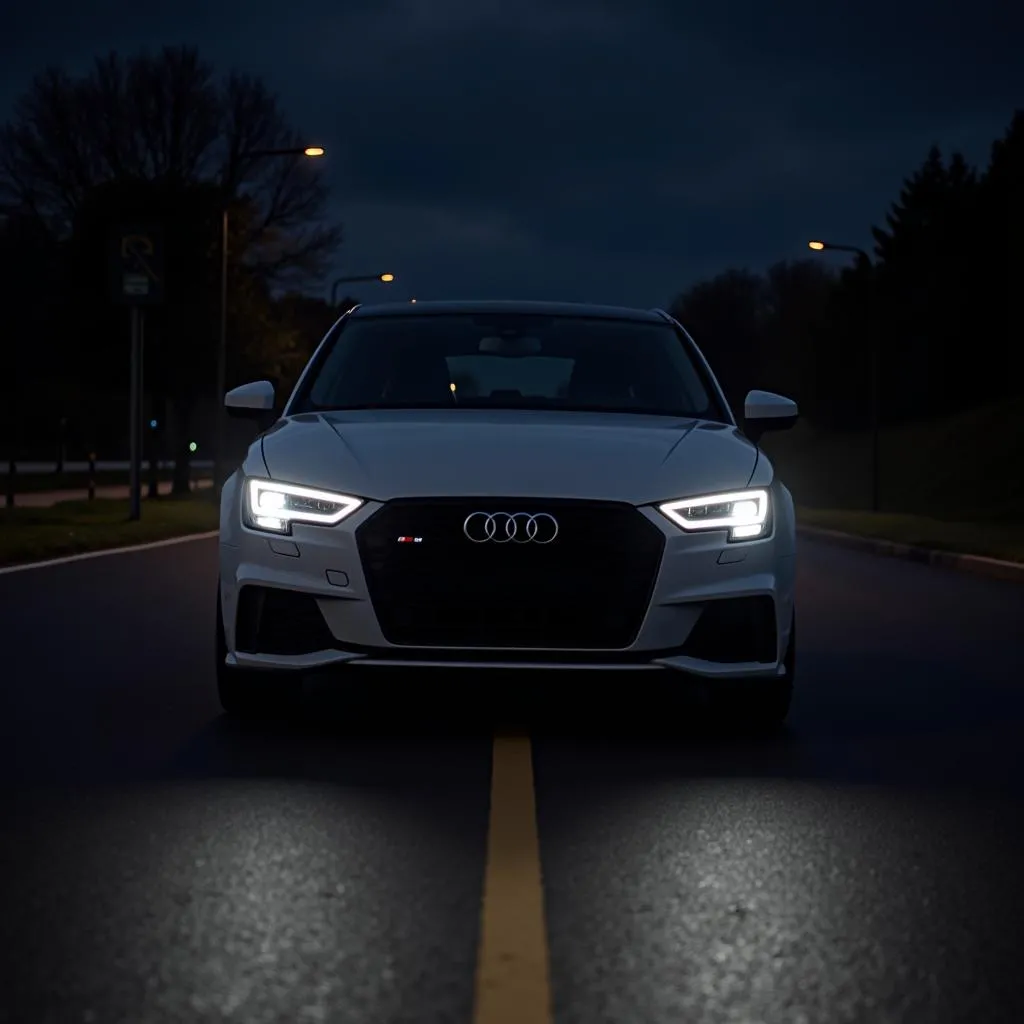 Audi A1 mit LED-Scheinwerfern bei Nachtfahrt