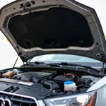 Geöffnete Motorhaube eines Audi A2