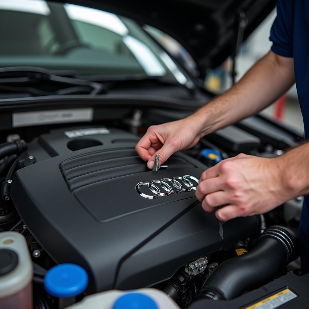 Reparation i motorrummet på en Audi A3