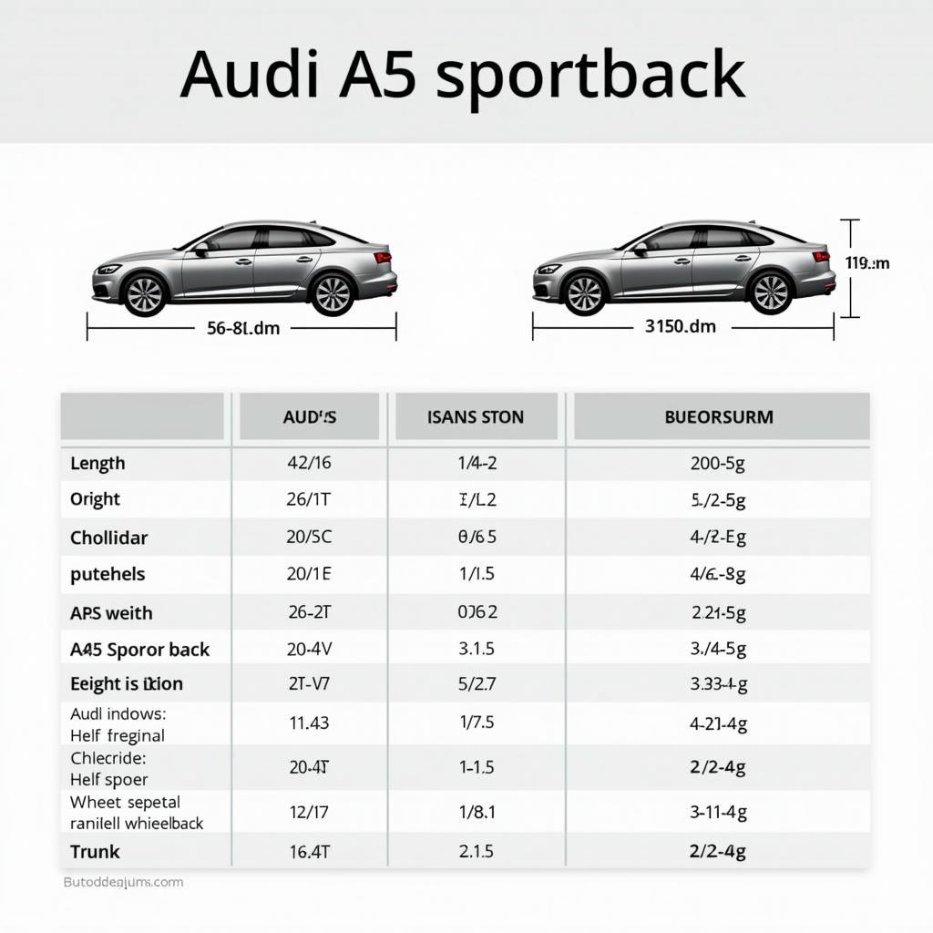 Audi A5 Sportback Maße Tabelle