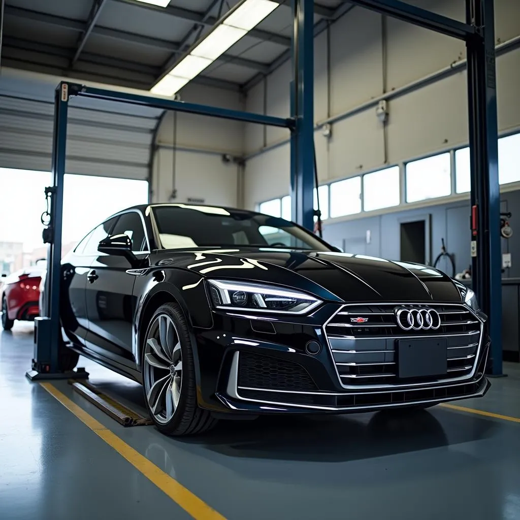Audi A5 på værksted til service
