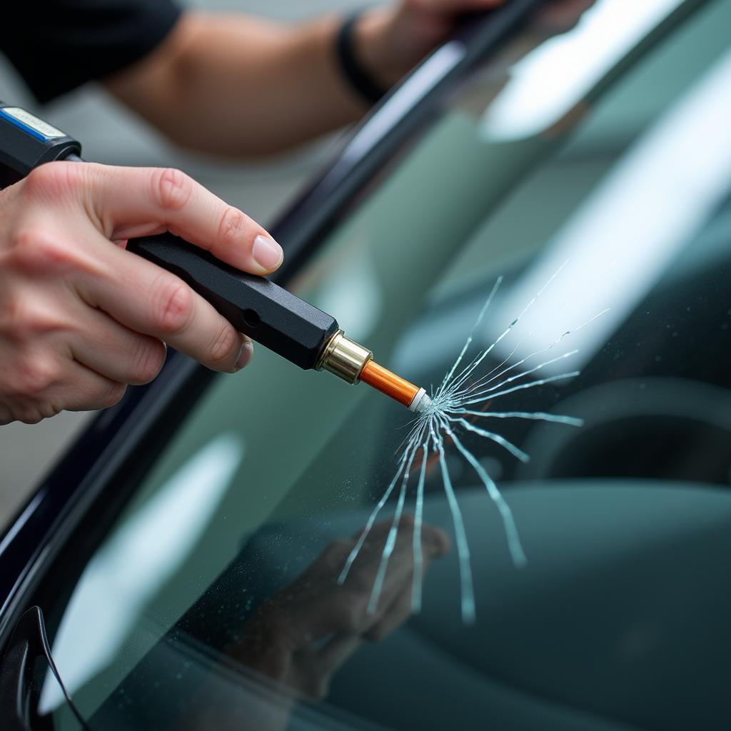 Reparatur einer Auto Frontscheibe