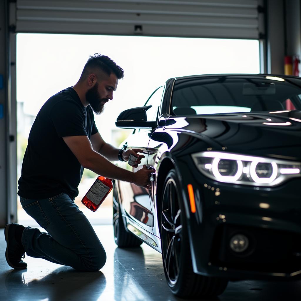 Pulizia e manutenzione dell'auto in garage