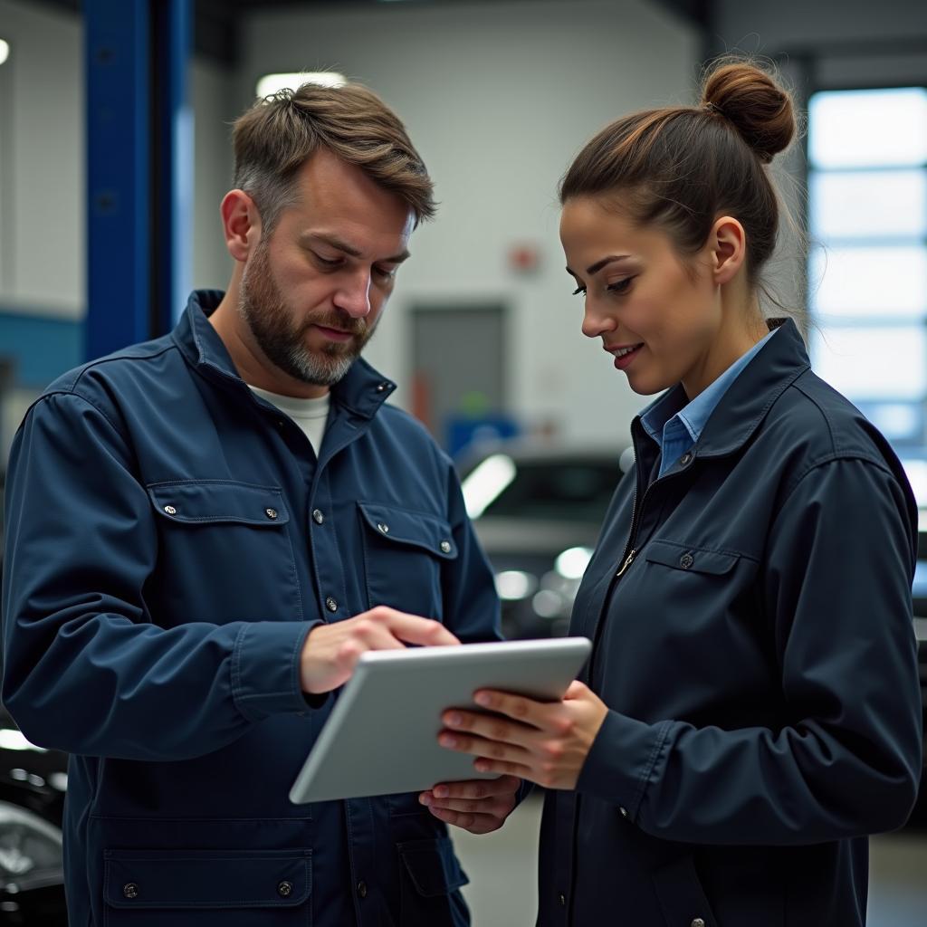 Kommunikation bei der Auto Reparatur