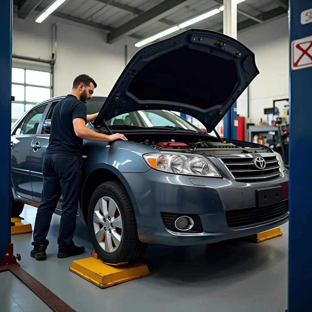 Auto Reparatur in einer Werkstatt mit Mechaniker