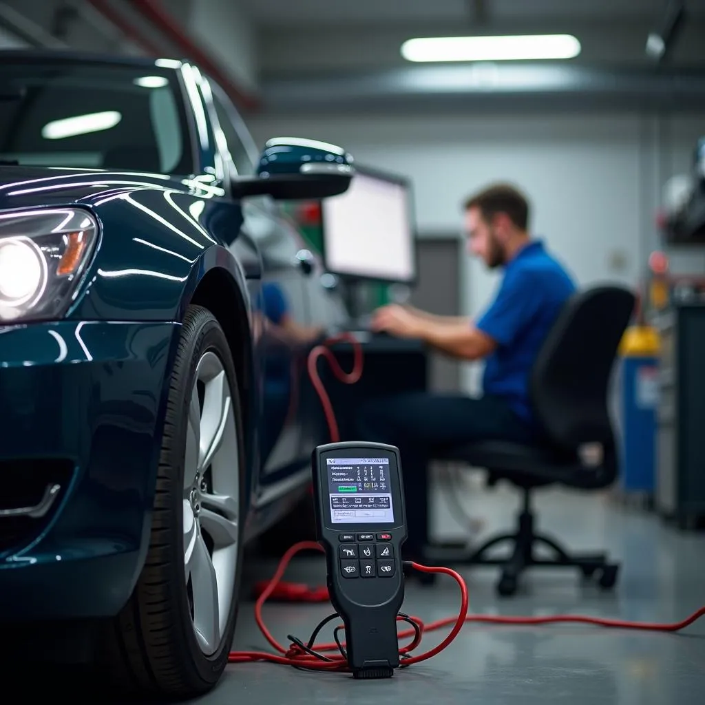 Auto in Werkstatt mit Diagnosegerät