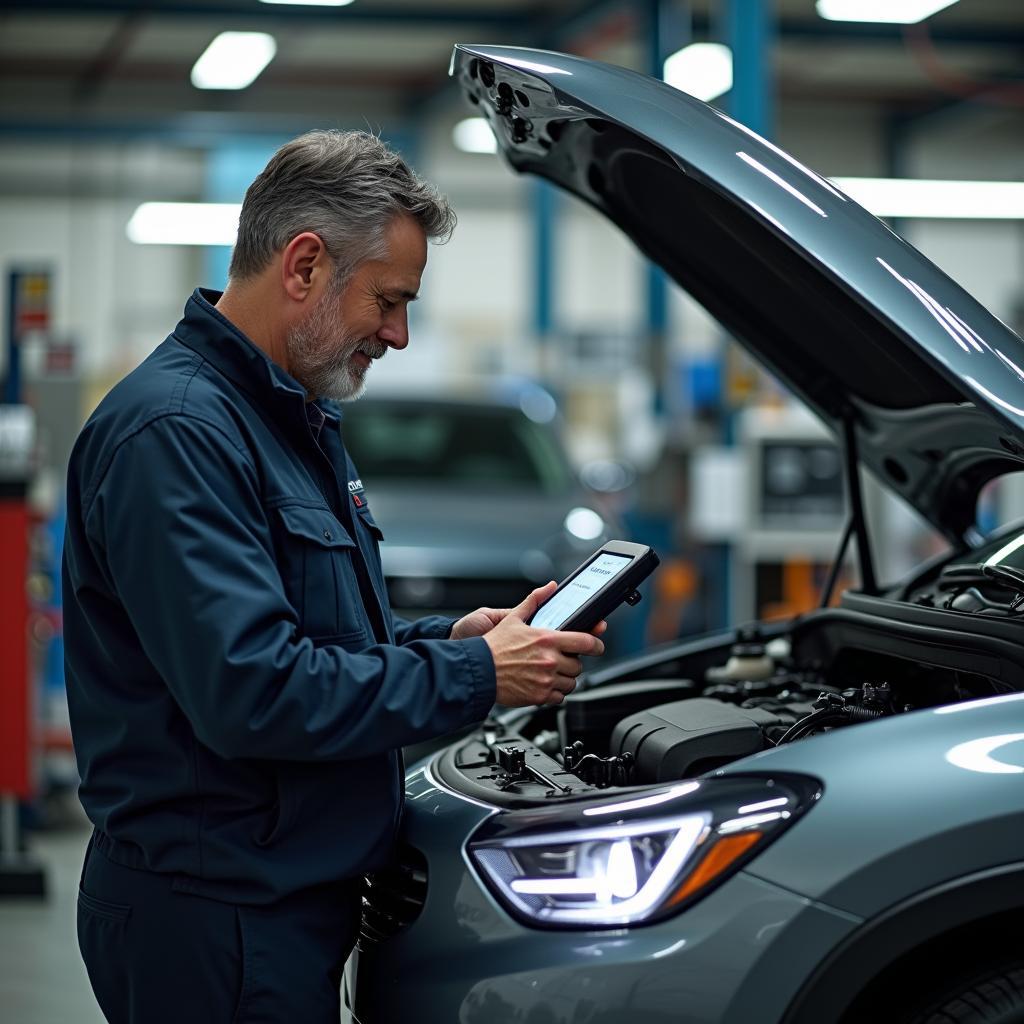 Moderne Auto Werkstatt mit Diagnosegerät