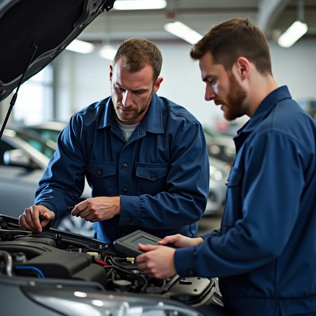 Automechaniker bei der Arbeit in der Werkstatt