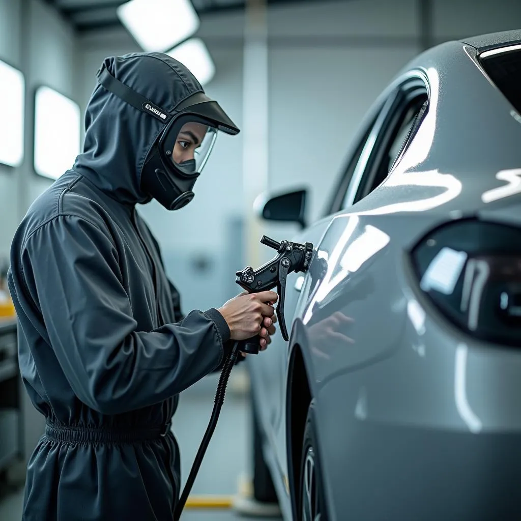 Autolackierer bei der Arbeit