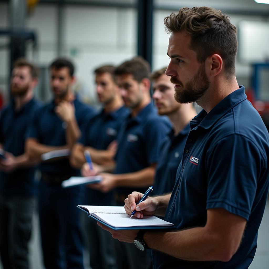 Automechaniker bei einer Schulung