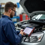 Moderne Autoreparatur mit Diagnosegeräten und Online-Ressourcen