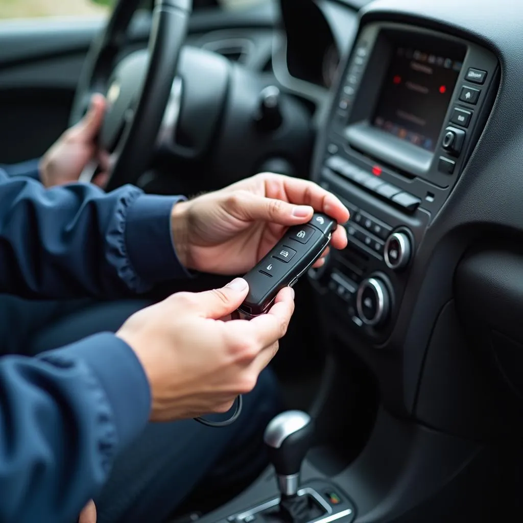 Programmierung eines Autoschlüssels an einem Fahrzeug