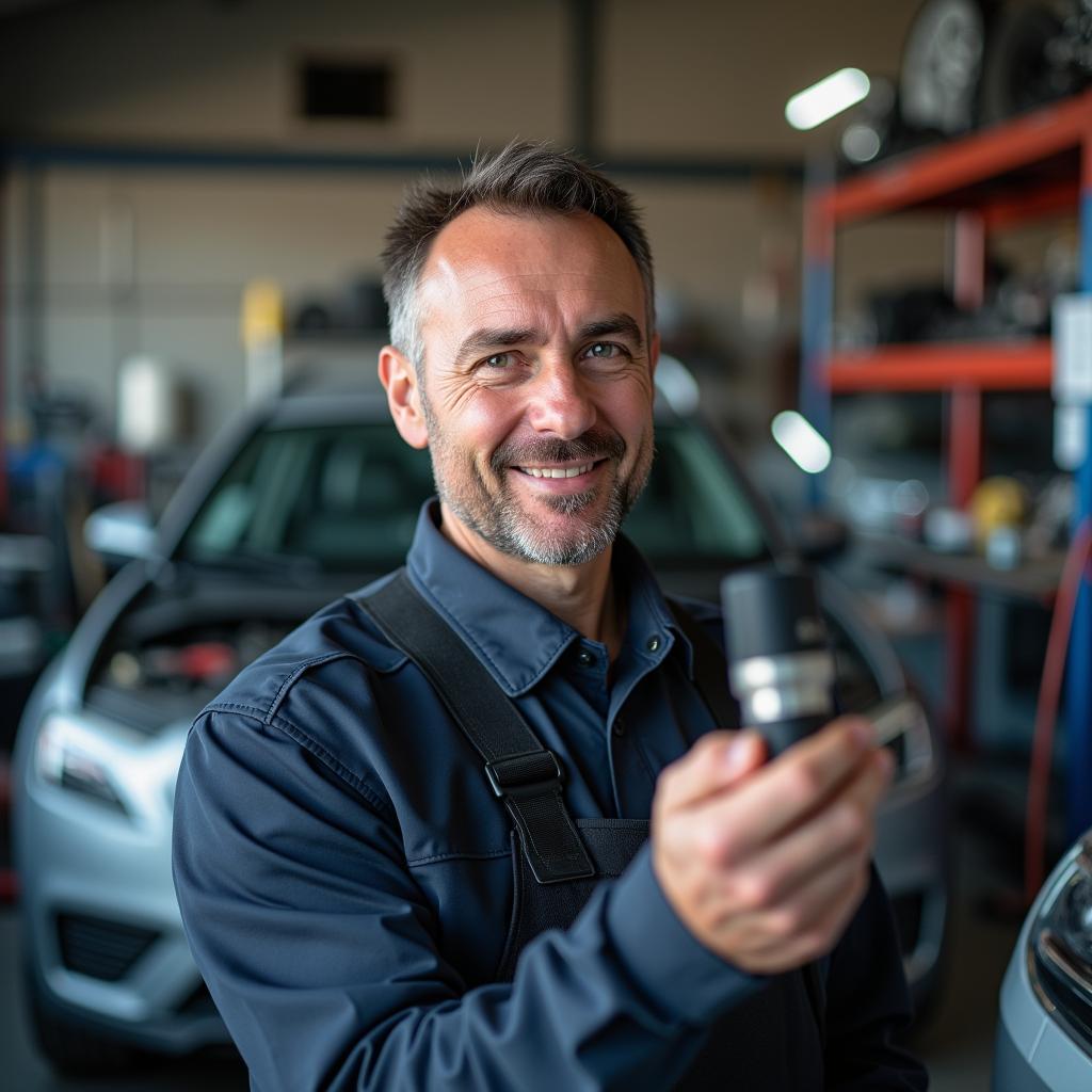 Autowerkstatt mit Steckverbinder