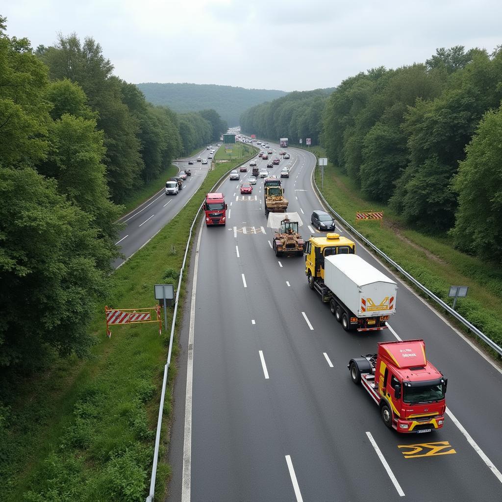 Baustelle auf der B76 bei Eckernförde