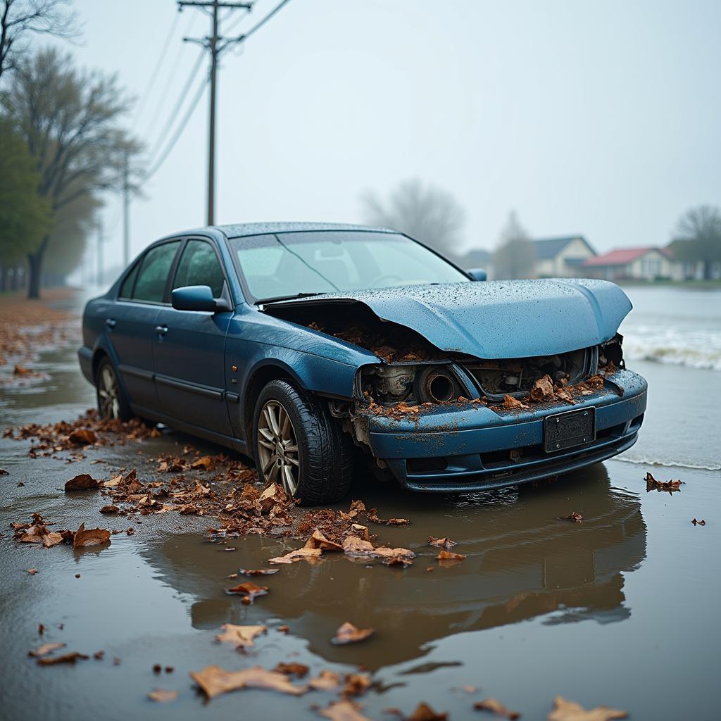 Auto beschädigt durch Sturmflut