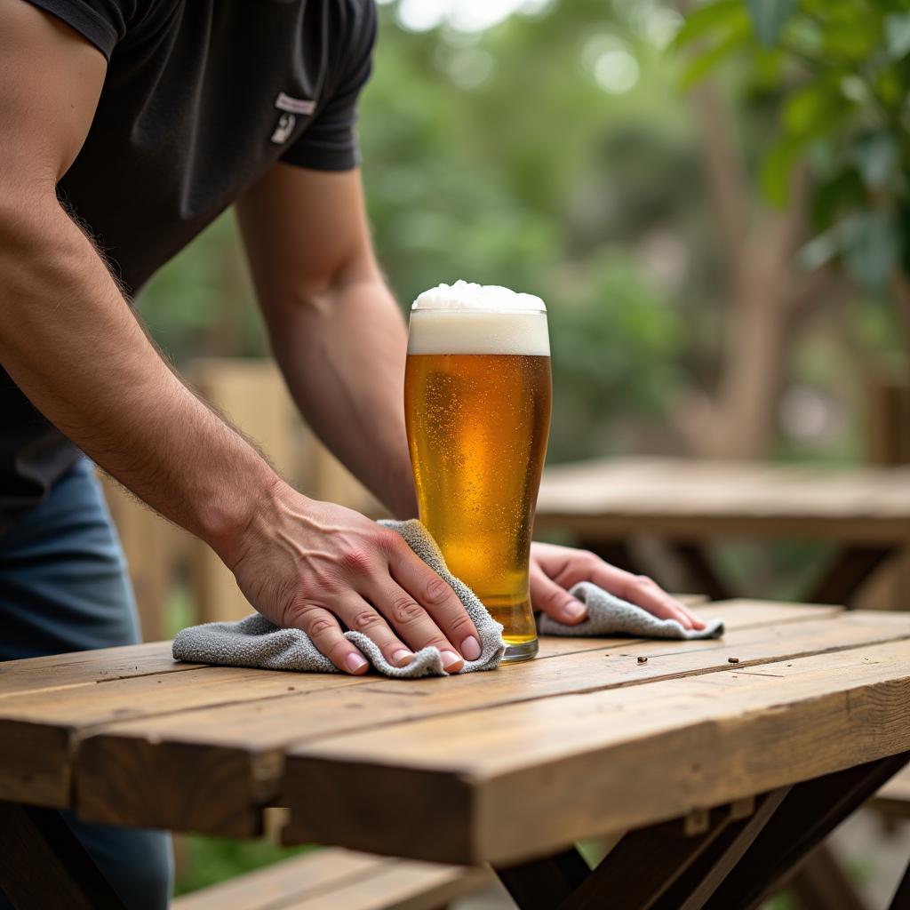 Reinigung einer Biergarnitur